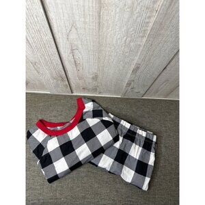 Holiday Time Black & White Plaid 2 pc Pajama Set with Red Trim Size Large